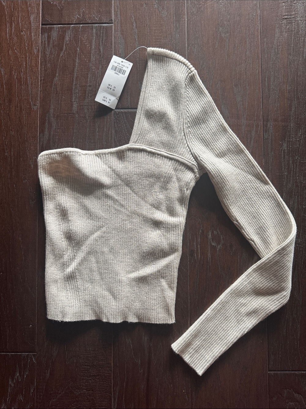 Abercrombie & Fitch One-Shoulder Ribbed Cream Sweater